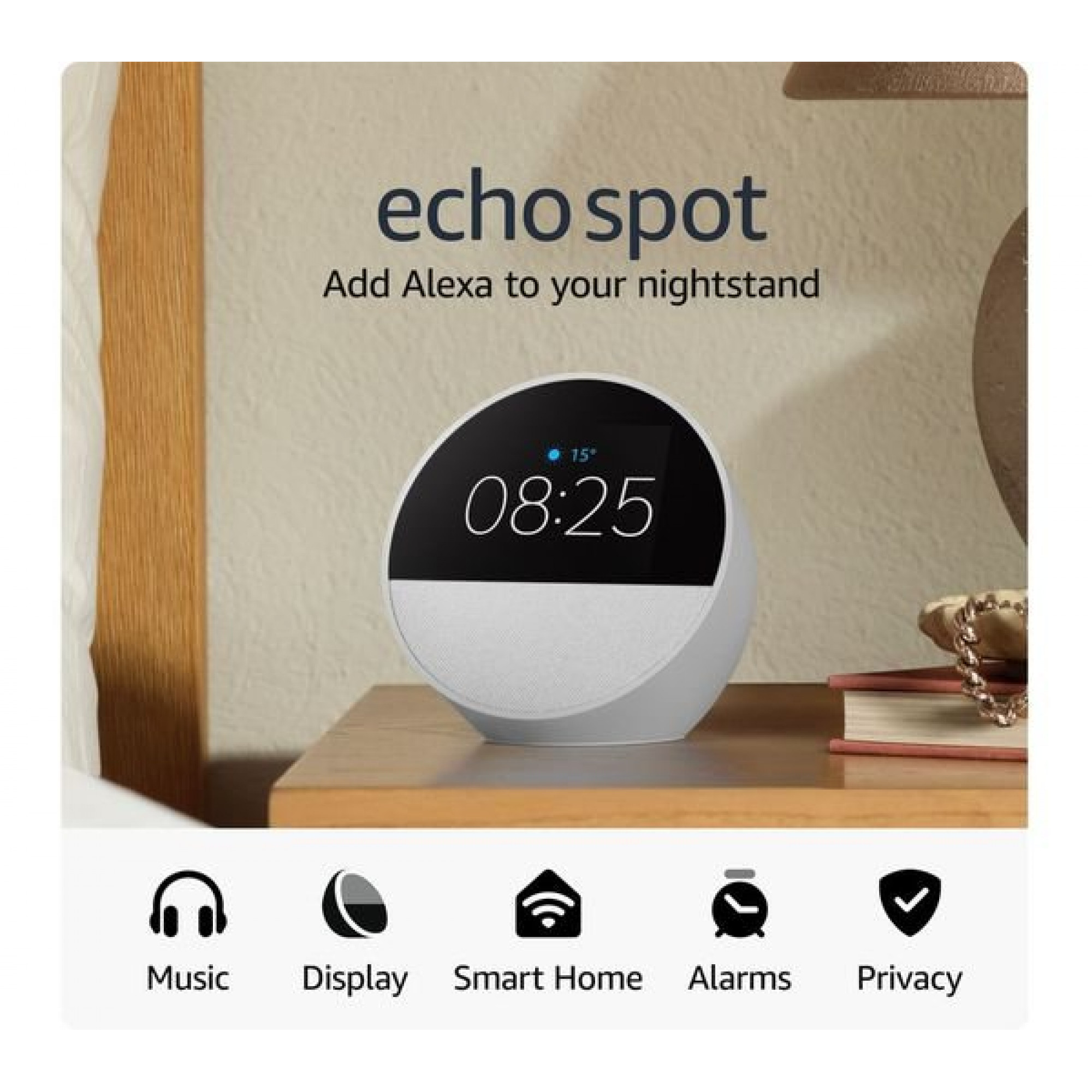 Amazon Echo Spot (2024) - Gletsjerwit