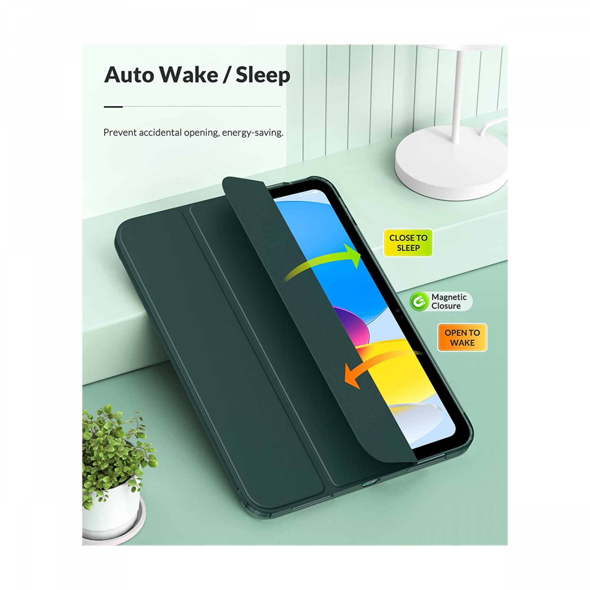 Case voor Apple iPad 10e generatie 2022 (10,9 inch, Auto Wake/Sleep) - Middernachtgroen Case voor Apple iPad 10e generatie 2022 (10,9 inch, Auto Wake/Sleep) - Middernachtgroen